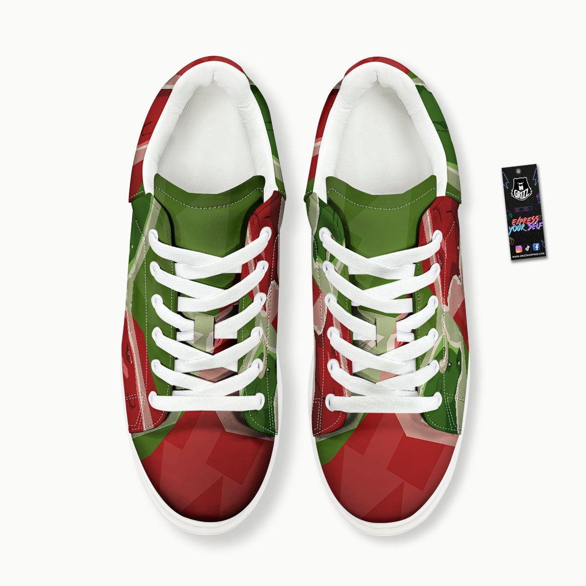 Red Bear And Green Bull Stock Print Platform Shoes-grizzshop