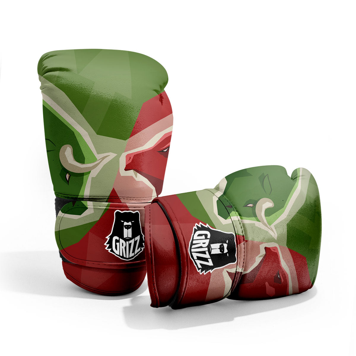 Red Bear And Green Bull Stock Print Pro Boxing Glove