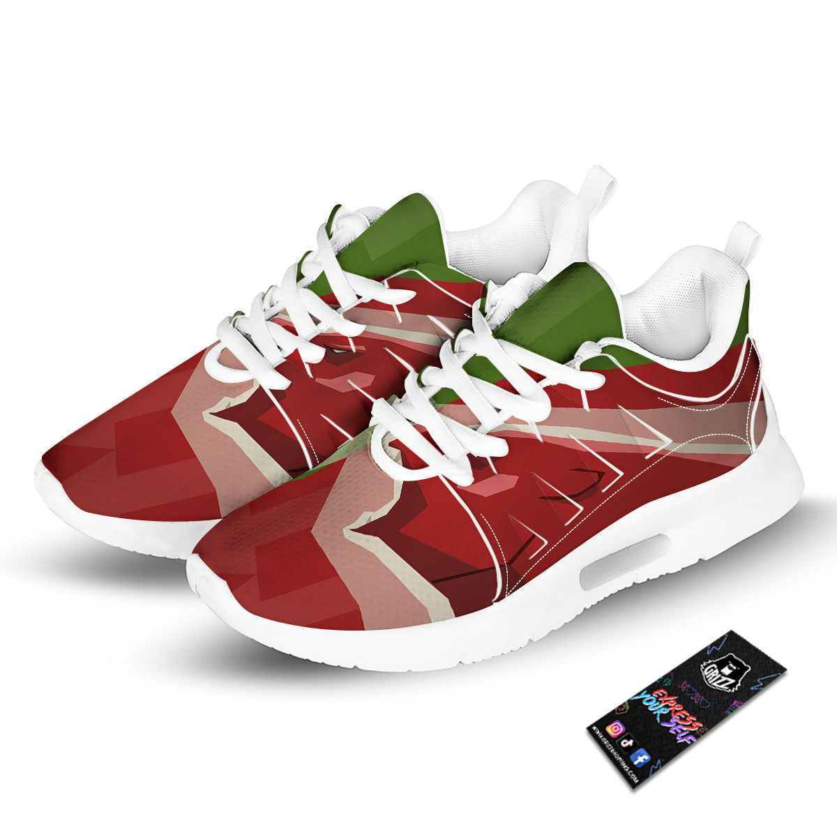 Red Bear And Green Bull Stock Print Tennis Shoes-grizzshop