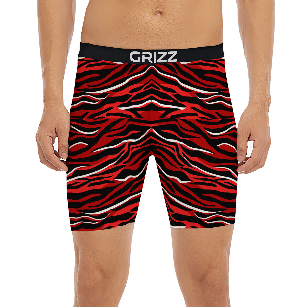 Red Black And White Colored Leopard Print Pattern Boxer Briefs-grizzshop