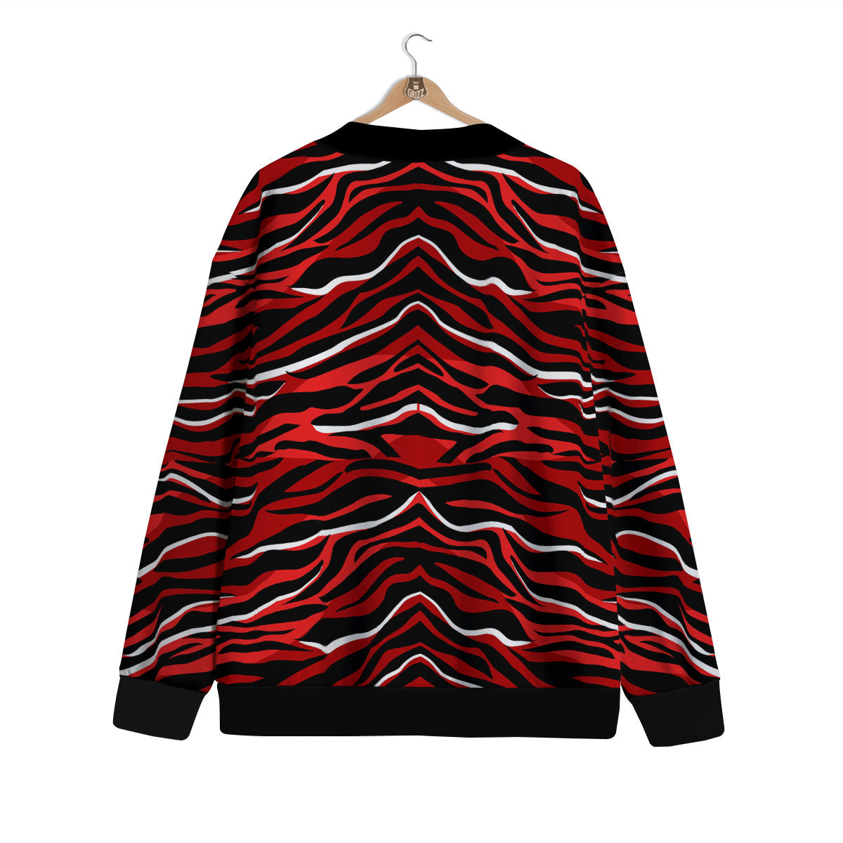 Red Black And White Colored Leopard Print Pattern Cardigan-grizzshop