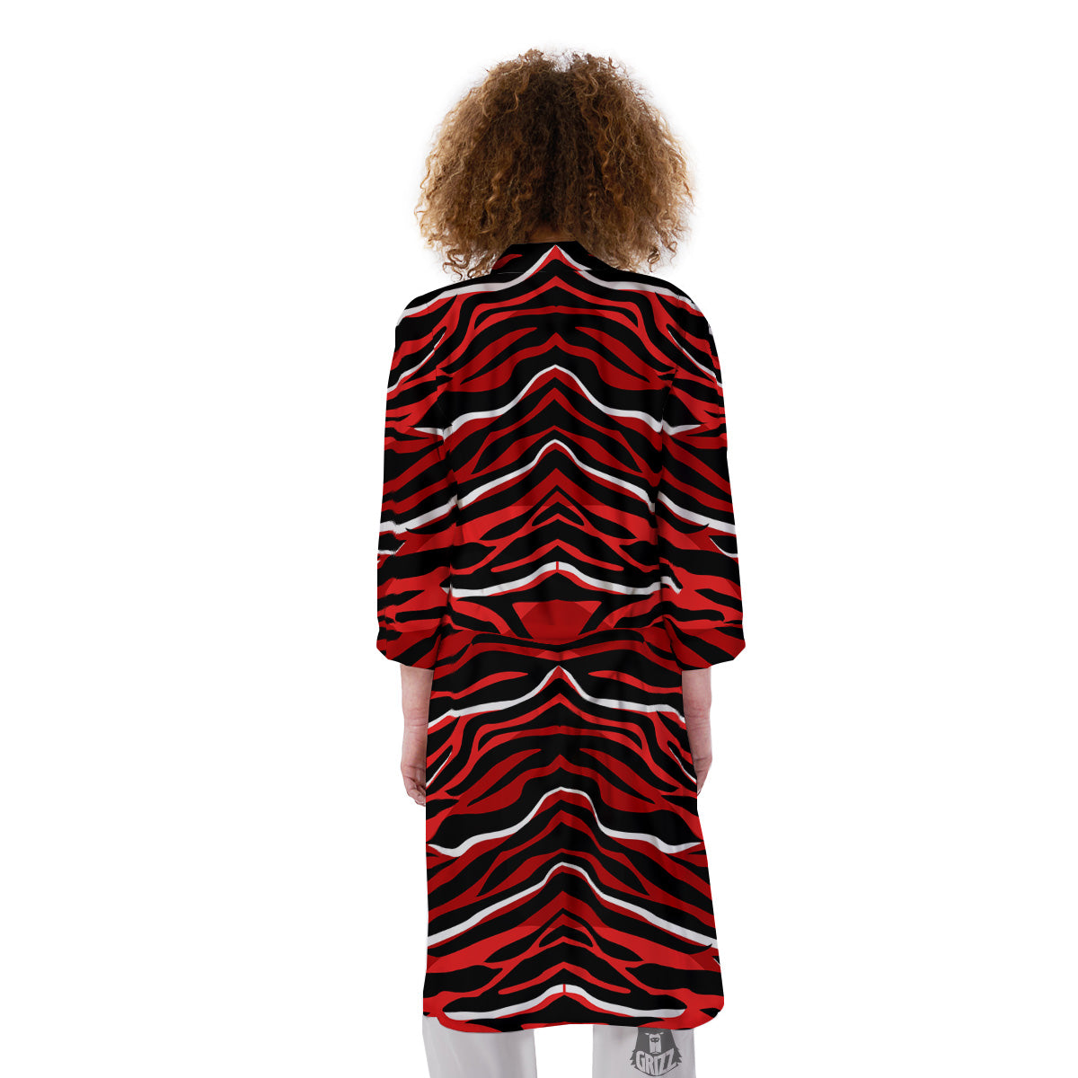 Red Black And White Colored Leopard Print Pattern Kimono-grizzshop