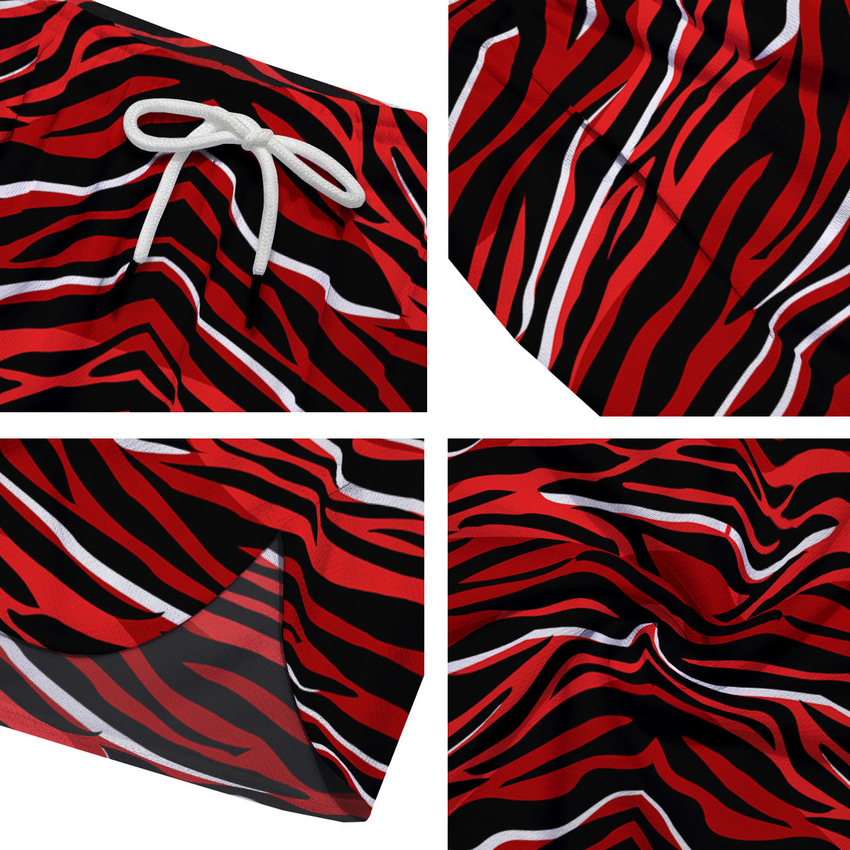 Red Black And White Colored Leopard Print Pattern Men's Running Shorts-grizzshop