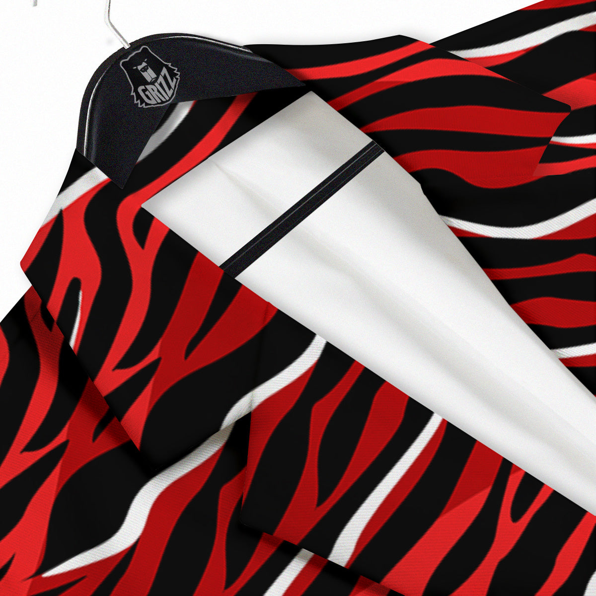 Red Black And White Colored Leopard Print Pattern Men's Sport Coat-grizzshop
