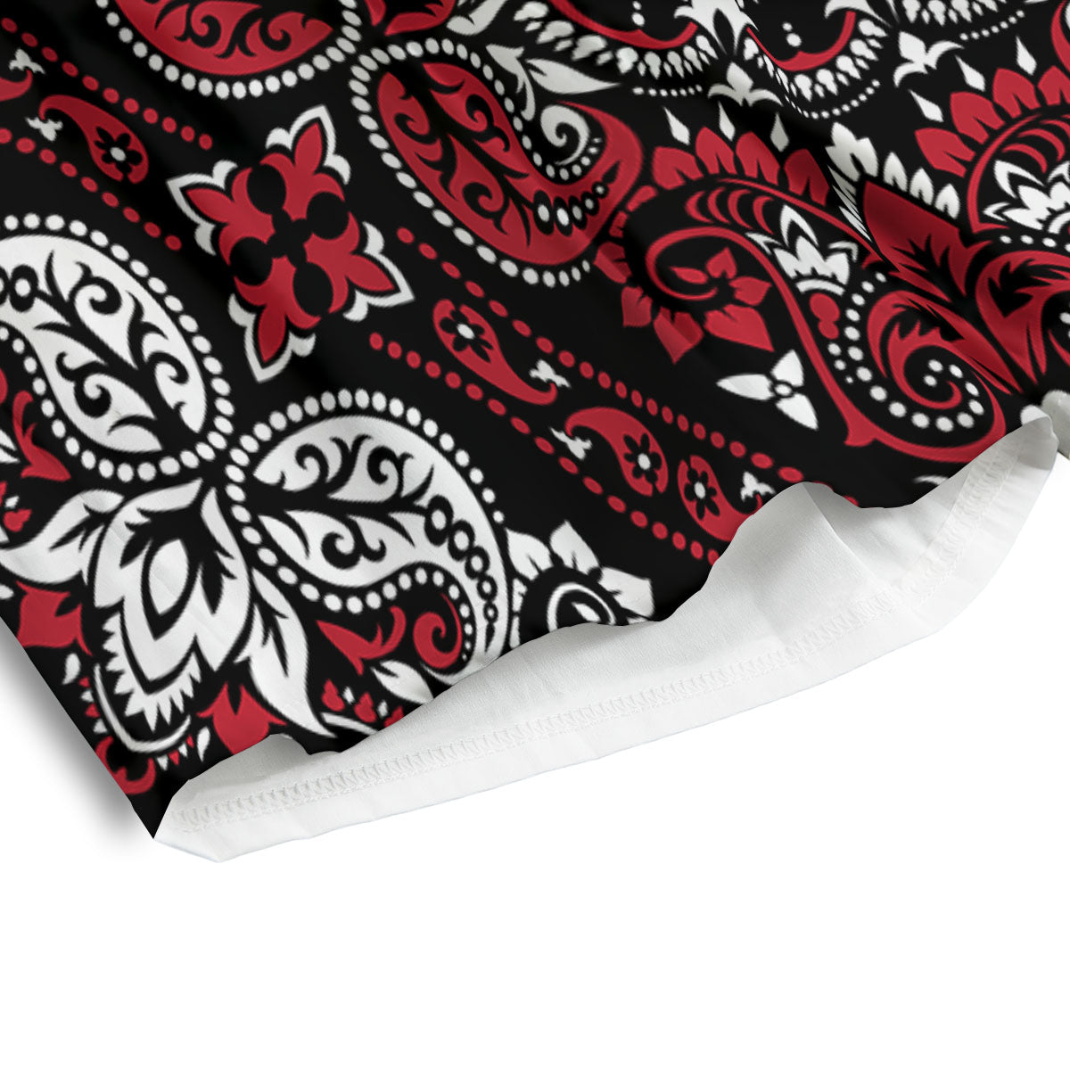Red Black Bandana Paisley Print Men's Athletic Shorts