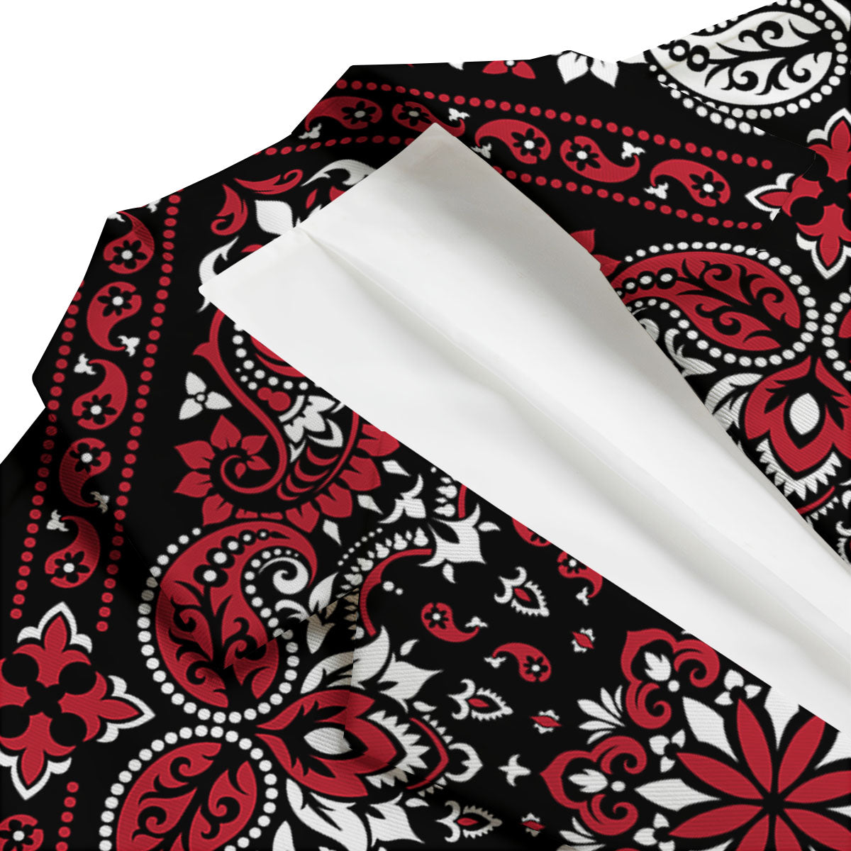 Red Black Bandana Paisley Print Men's Blazer-grizzshop