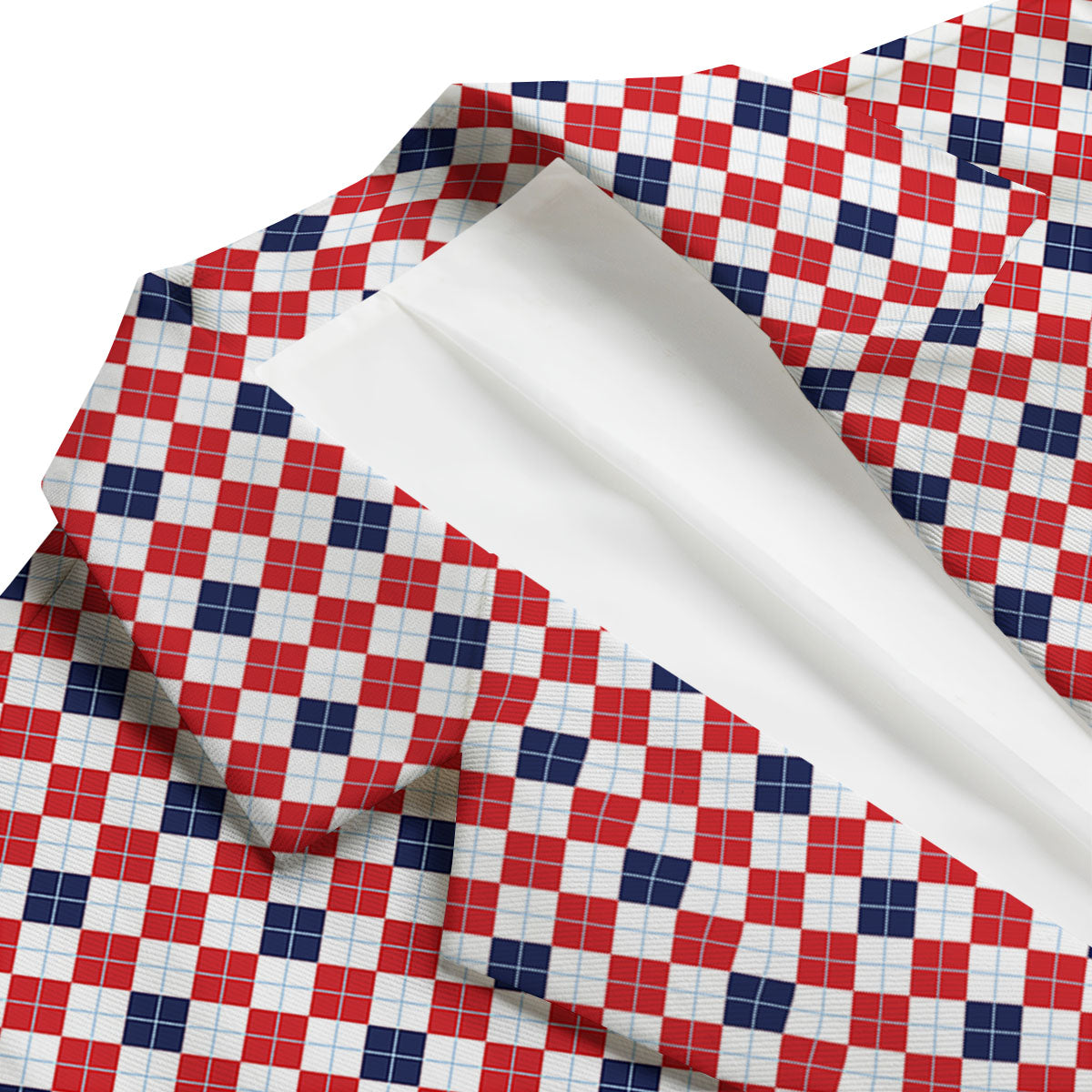 Red Blue And White Argyle Print Pattern Men's Blazer-grizzshop