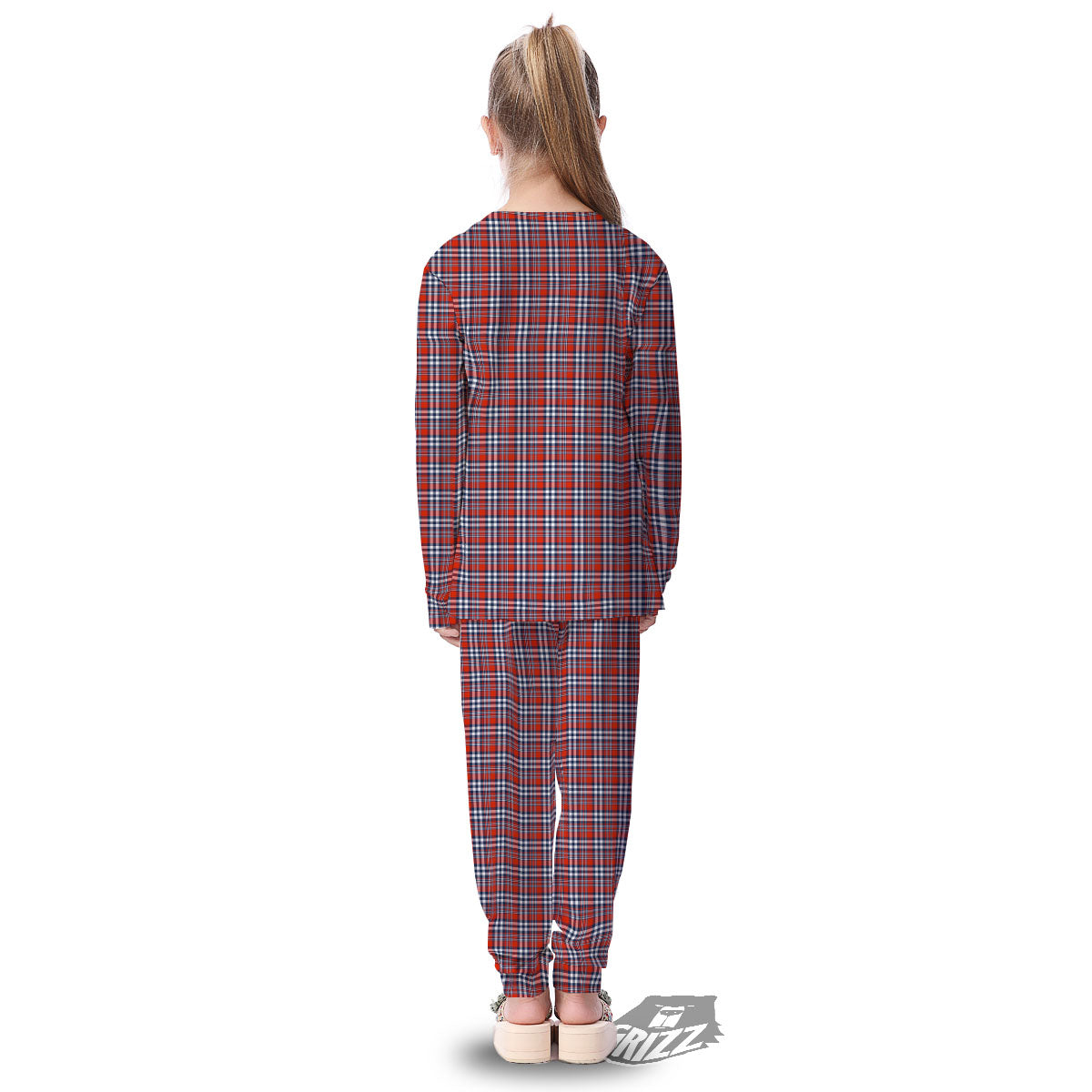 Red Blue And White Check Print Pattern Kid's Pajamas-grizzshop
