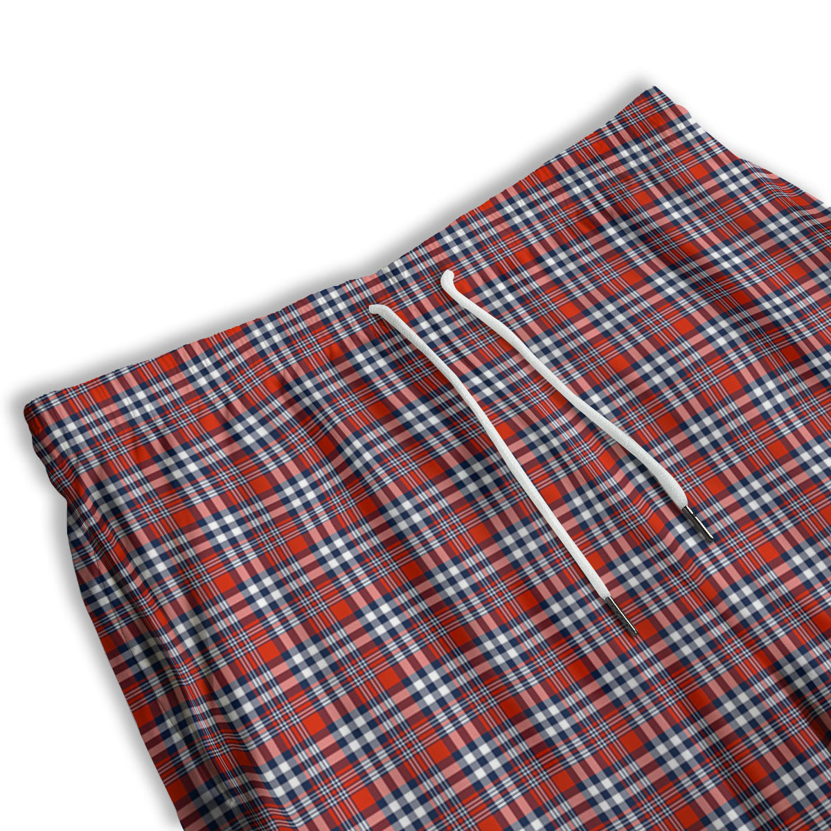 Red Blue And White Check Print Pattern Men's Athletic Shorts