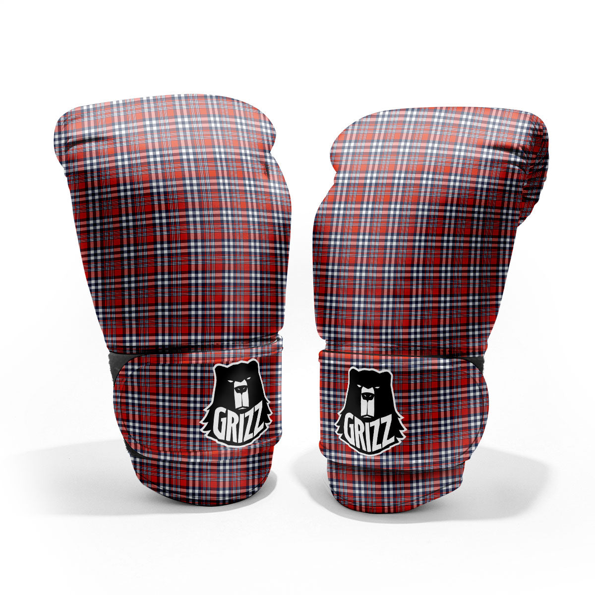 Red Blue And White Check Print Pattern Pro Boxing Glove