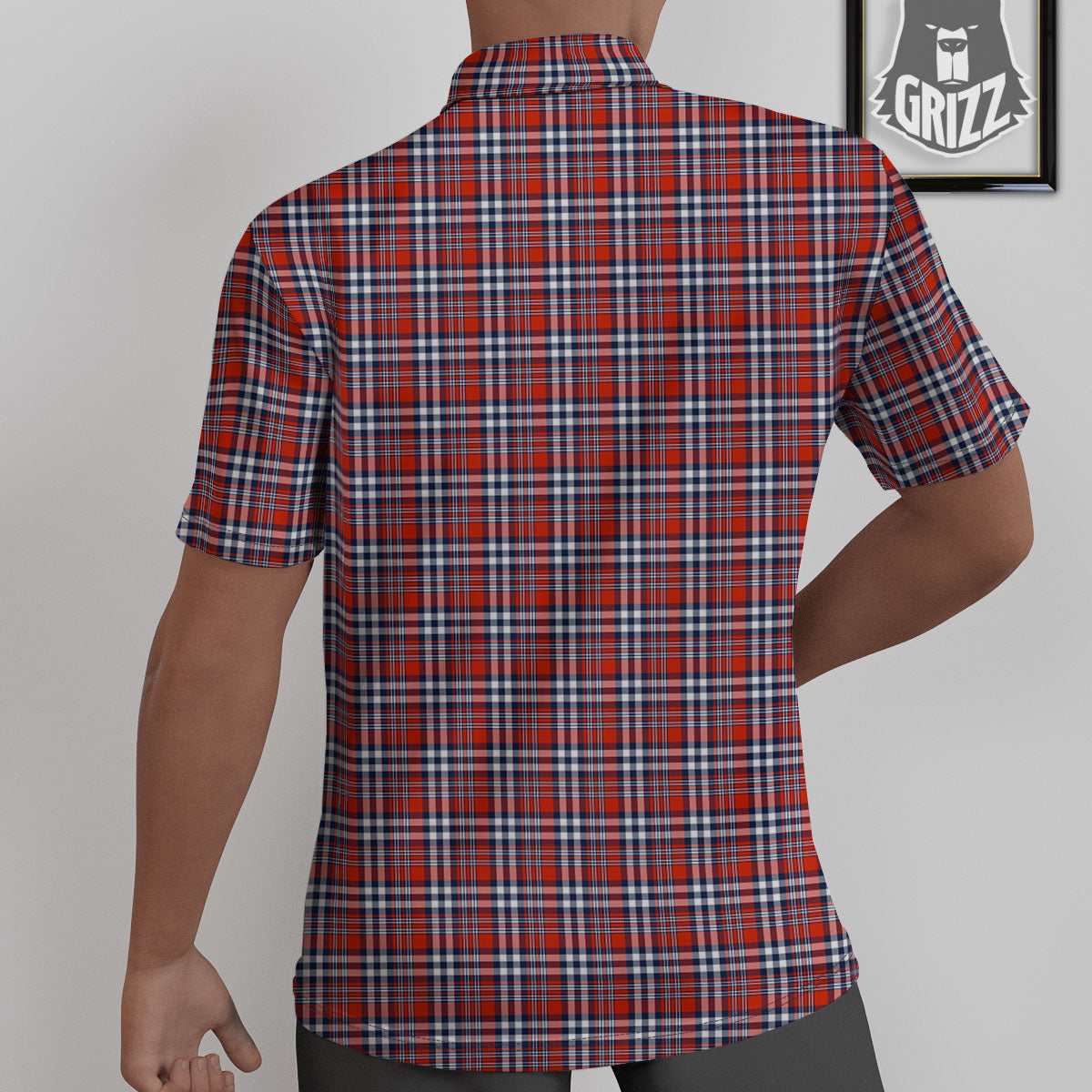 Red Blue And White Check Print Pattern Untucked Shirts-grizzshop