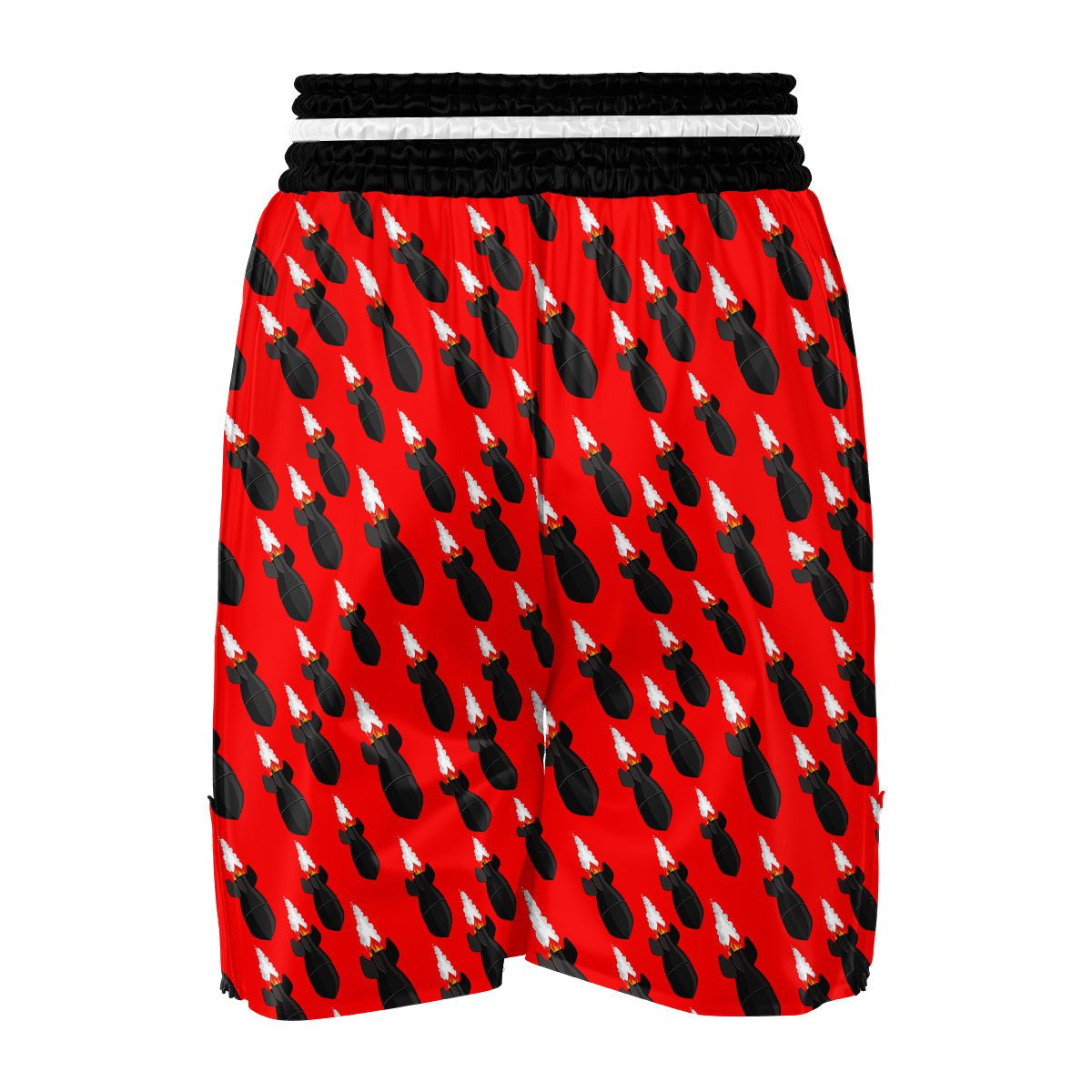 Red Bomb Print Pattern Boxing Shorts-grizzshop