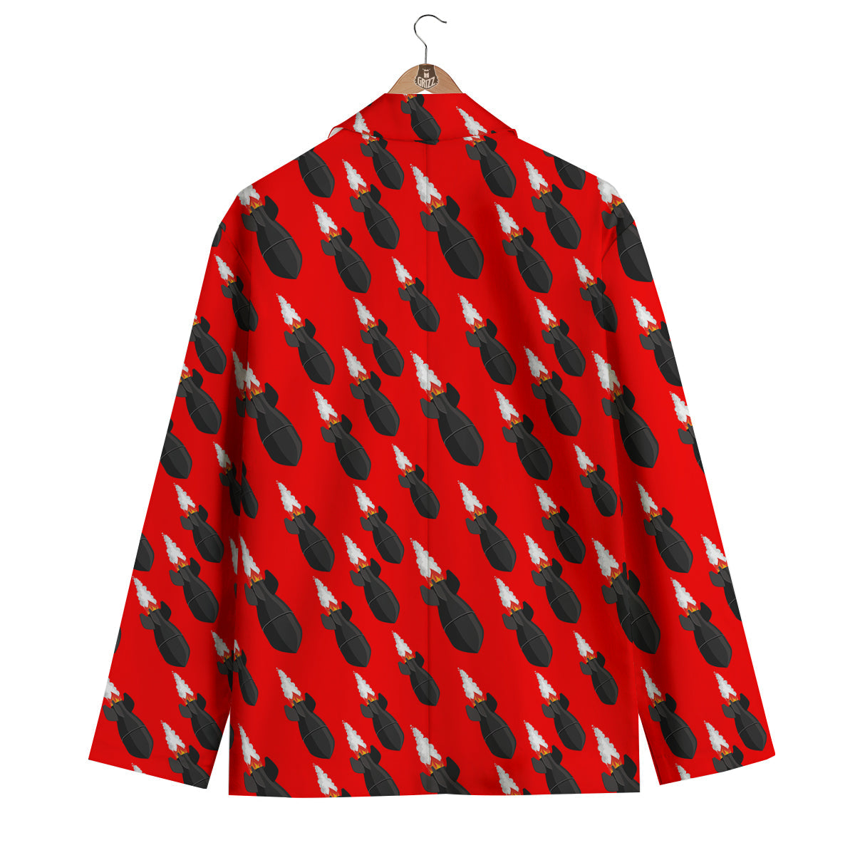 Red Bomb Print Pattern Men's Blazer-grizzshop