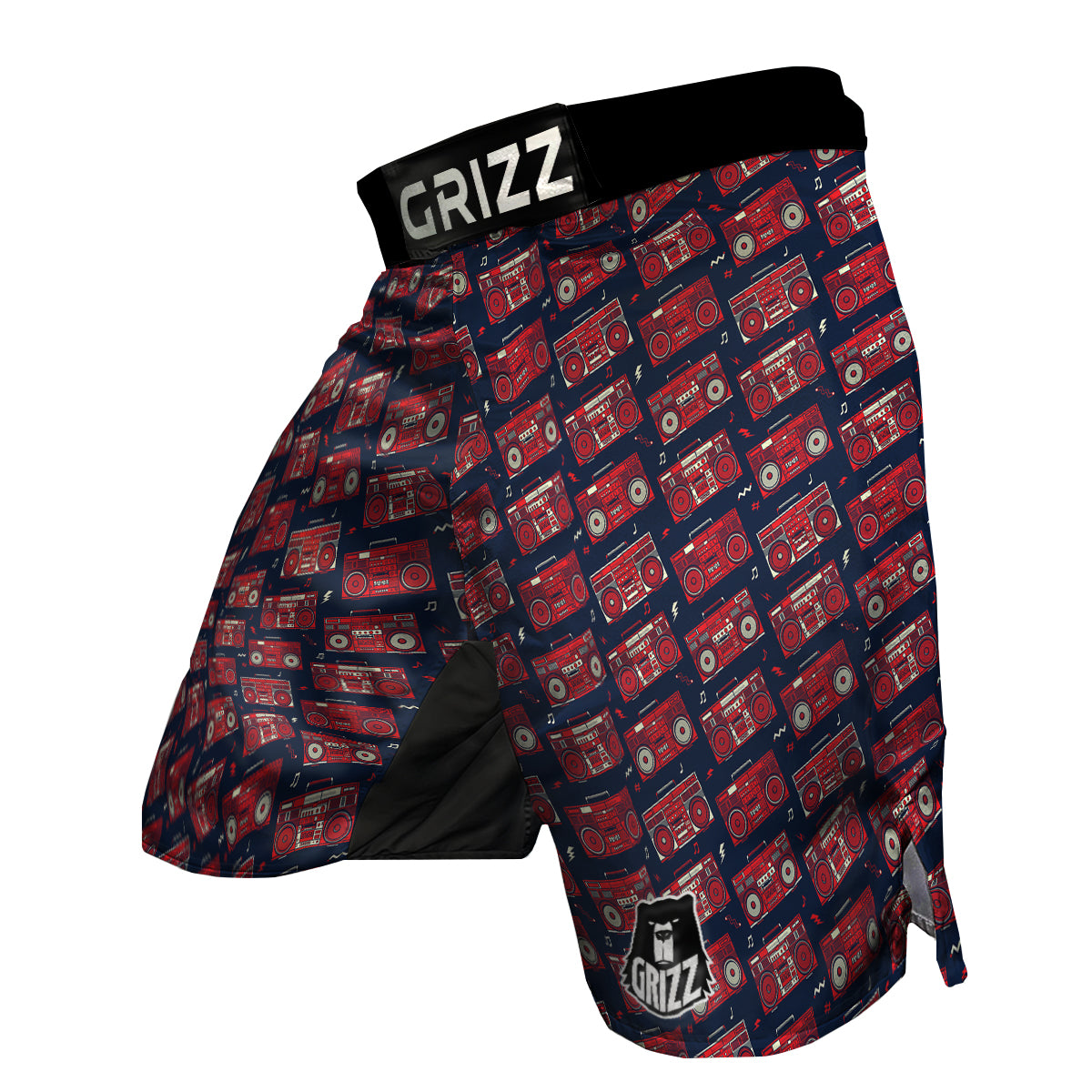 Red Boombox Print Pattern MMA Shorts-grizzshop