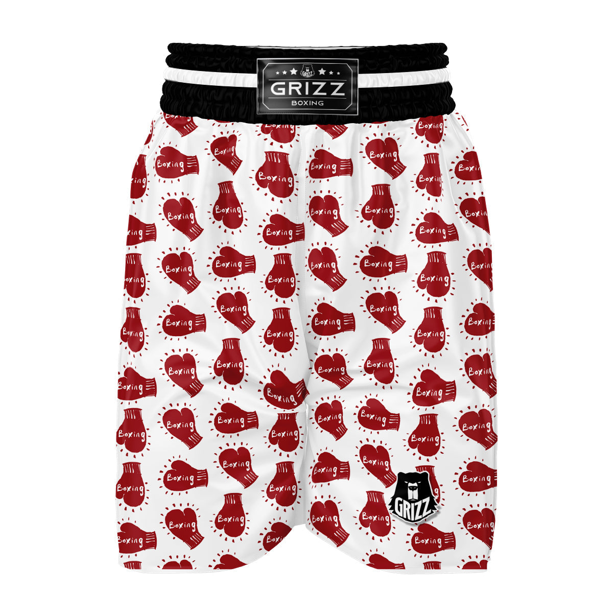 Red Boxing Vintage Print Pattern Boxing Shorts-grizzshop