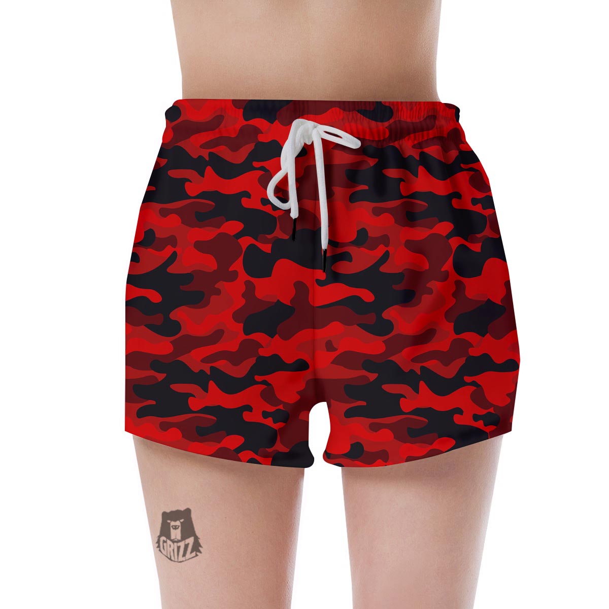 Red Camo Print Women's Shorts-grizzshop
