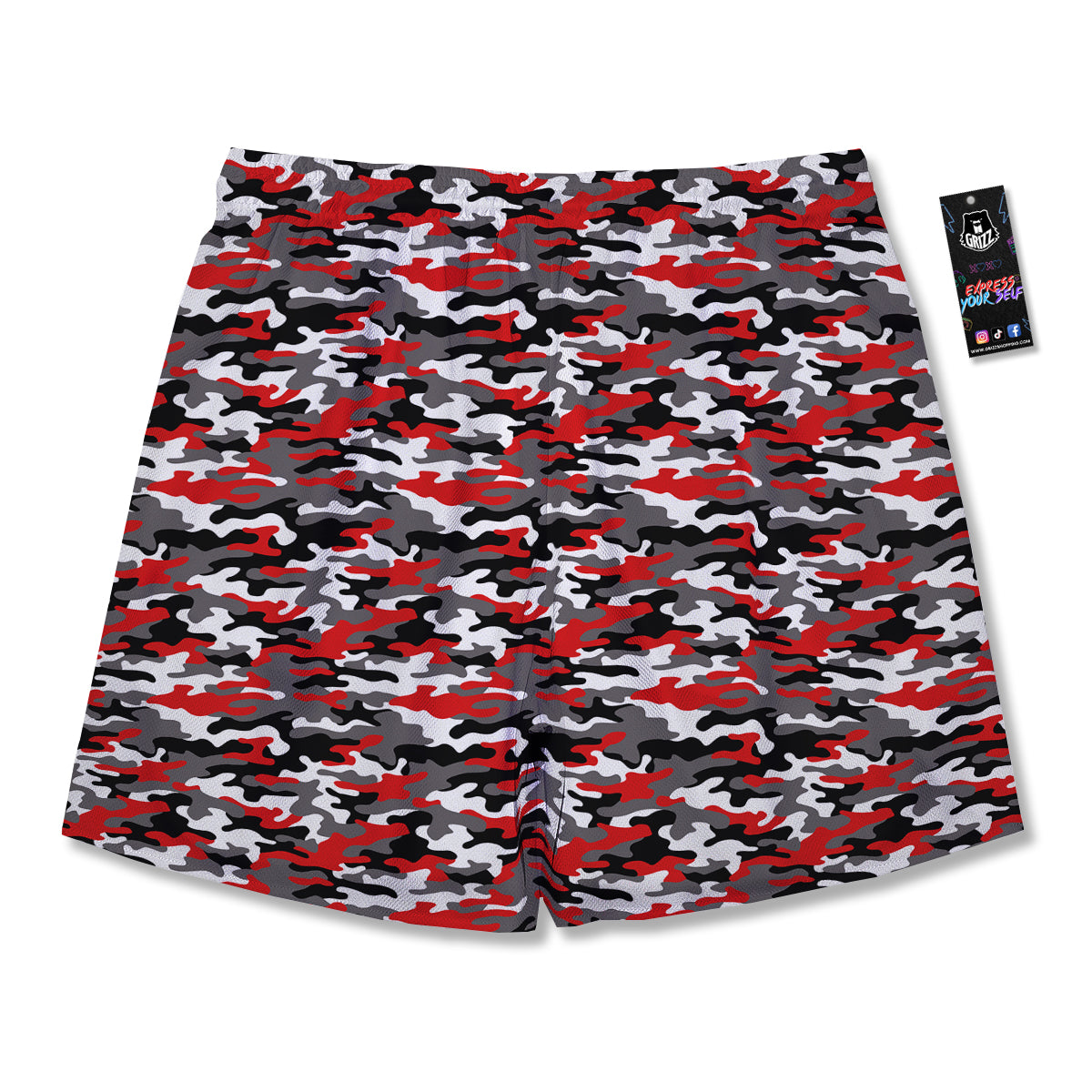 Red Camouflage Texture Military Print Men's Running Shorts-grizzshop