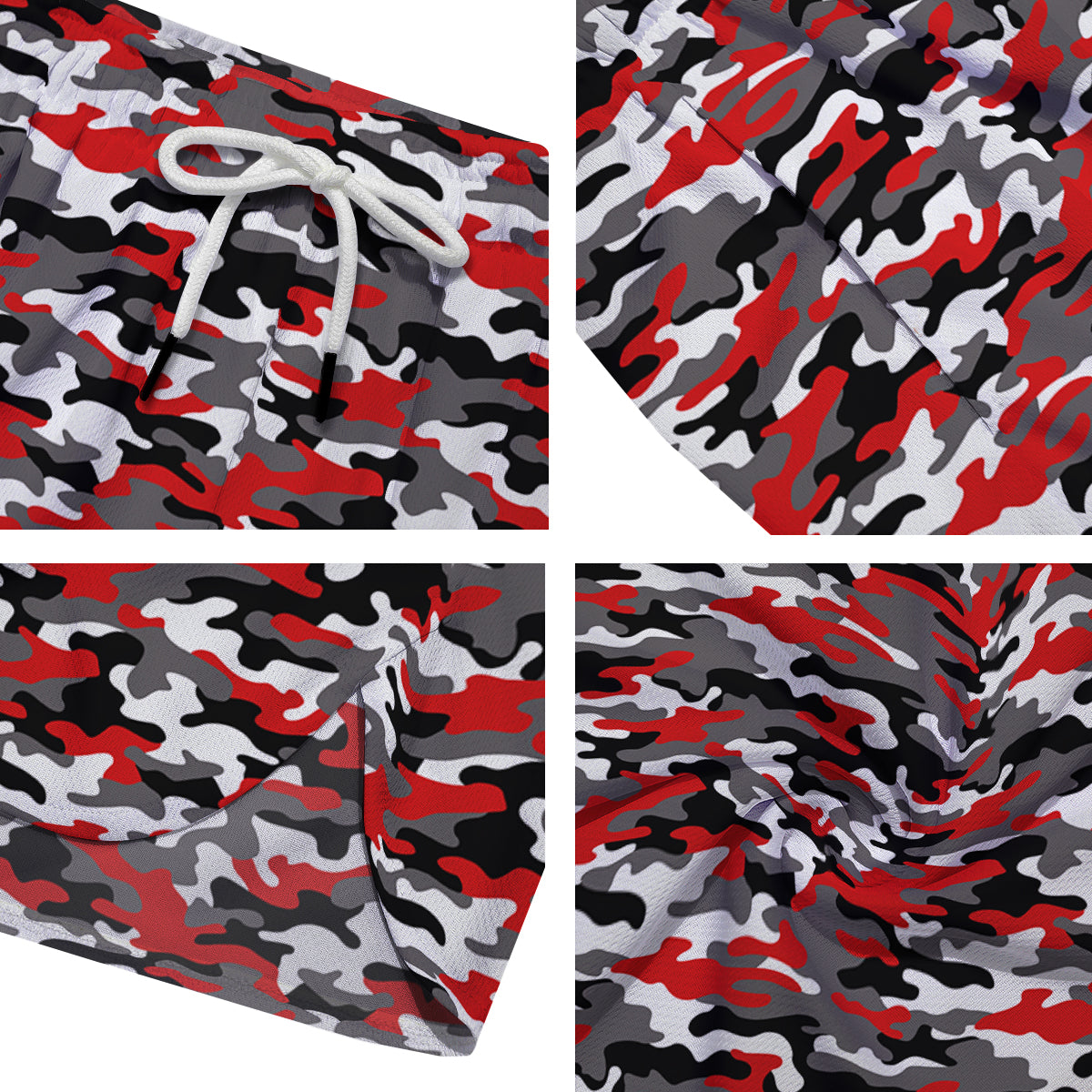 Red Camouflage Texture Military Print Men's Running Shorts-grizzshop