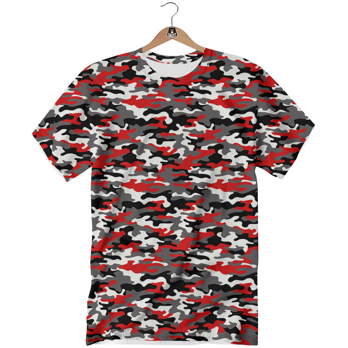 Red Camouflage Texture Military Print T-Shirt-grizzshop