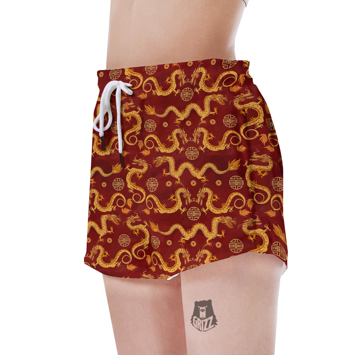 Red Chinese Dragon Women's Shorts-grizzshop