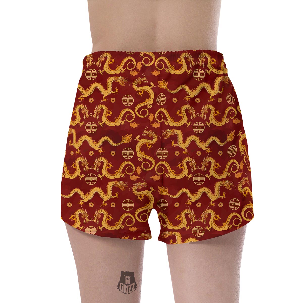 Red Chinese Dragon Women's Shorts-grizzshop