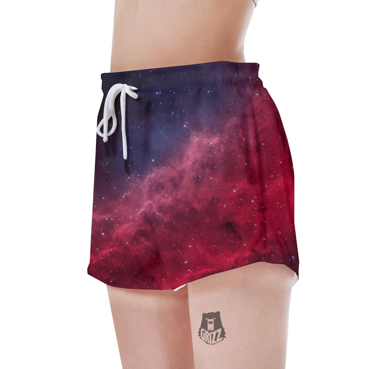 Red Cosmic Galaxy Space Women's Shorts-grizzshop
