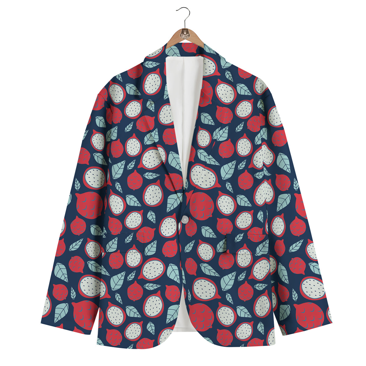 Red Dragon Fruit Print Pattern Men's Blazer-grizzshop