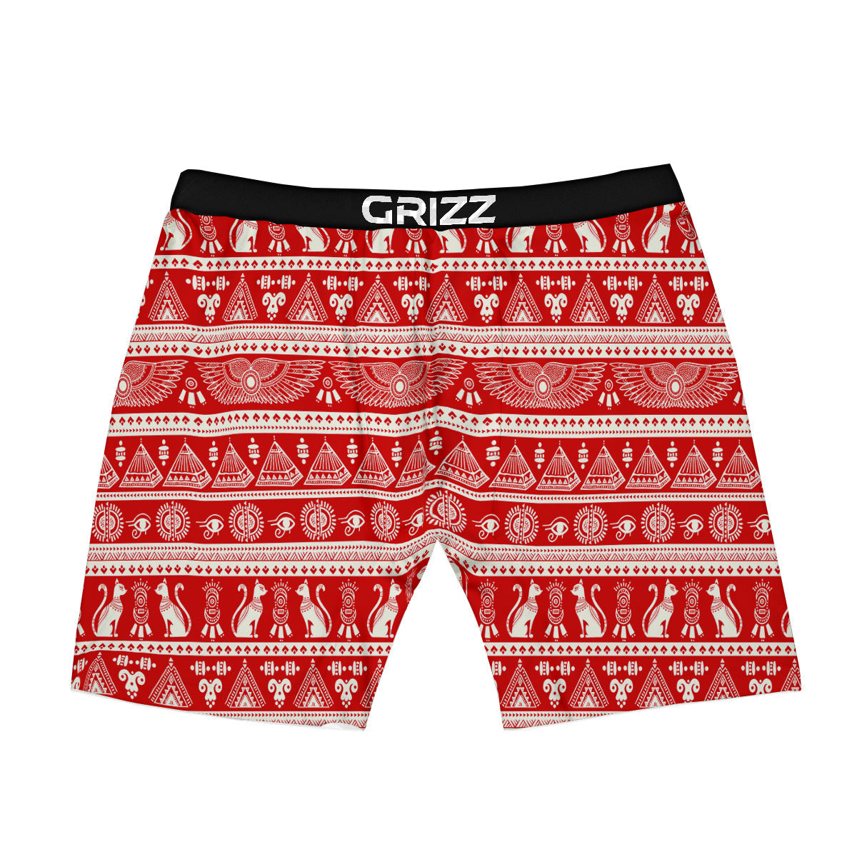 Red Egypt Symbol Print Pattern Boxer Briefs-grizzshop