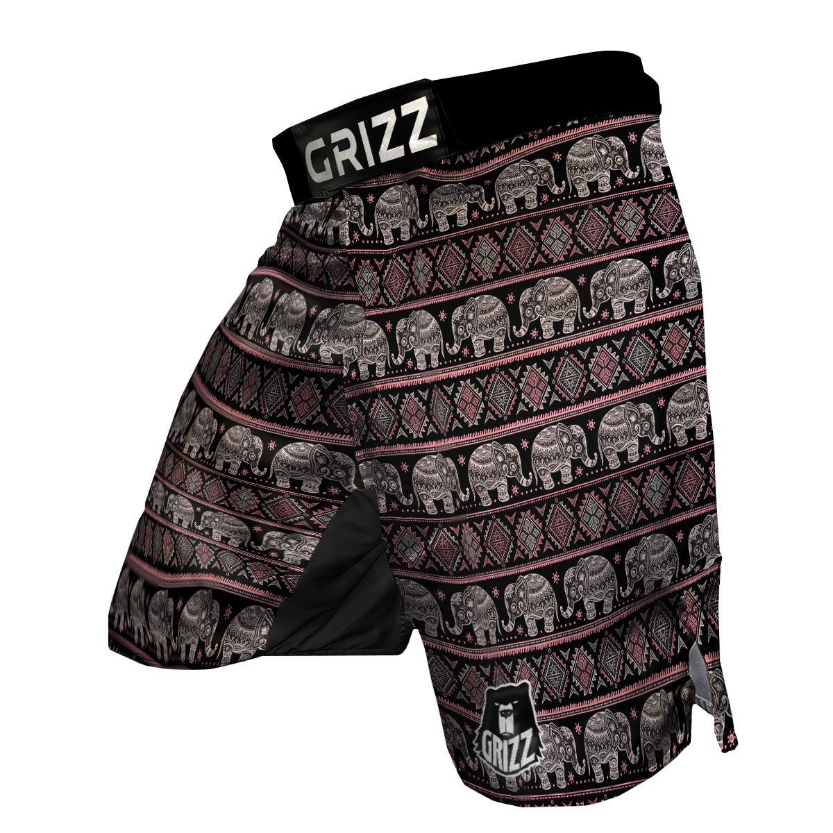 Red Elephant Aztec Pattern Print MMA Shorts-grizzshop