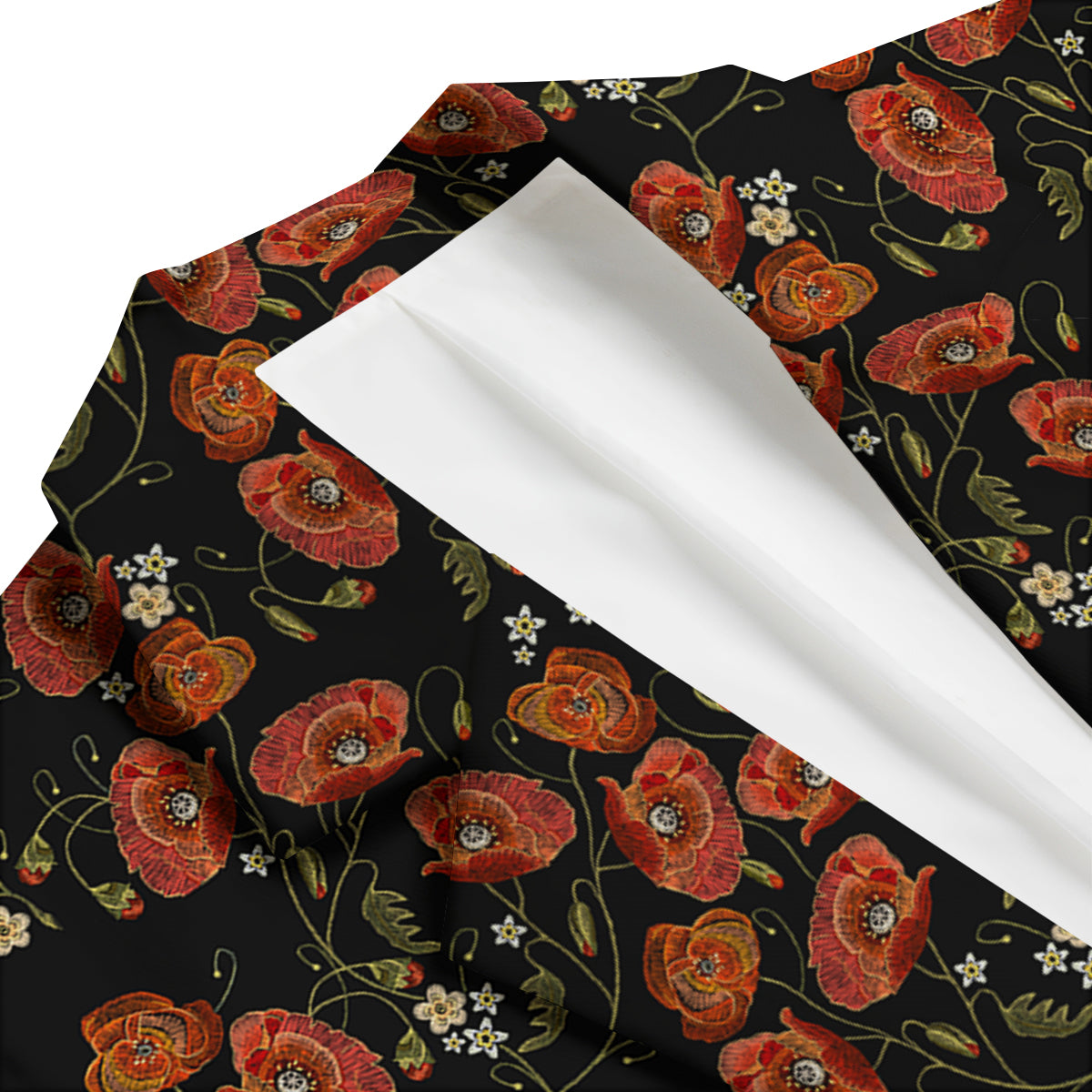 Red Floral Poppy Pattern Print Men's Blazer-grizzshop