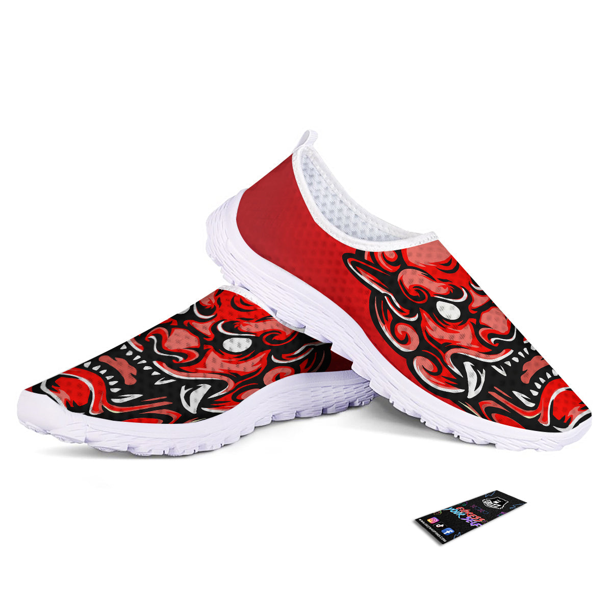 Red Foo Dog Print Nurse Shoes-grizzshop