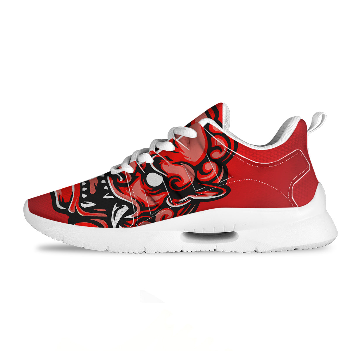 Red Foo Dog Print Tennis Shoes-grizzshop