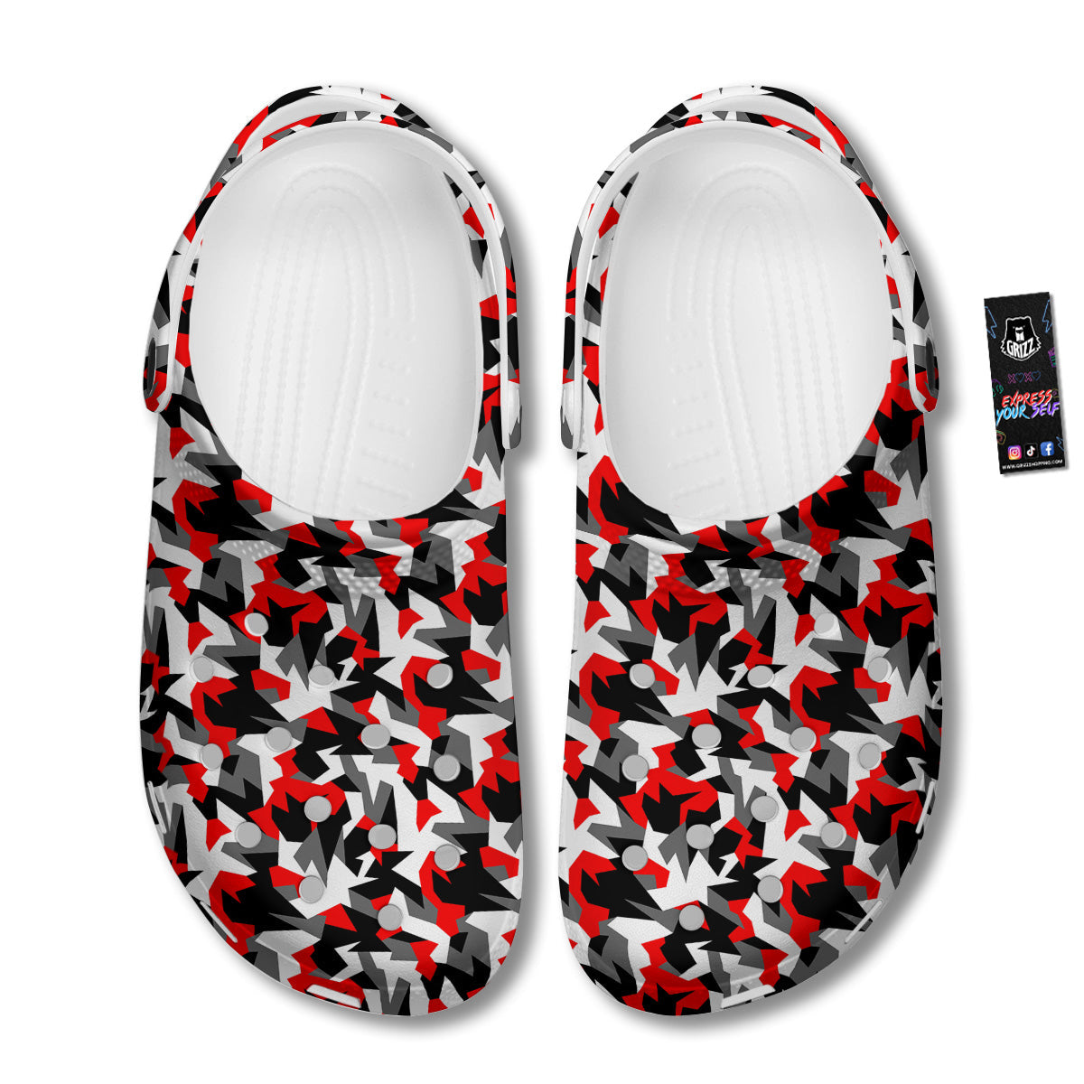 Red Geometric Camouflage Print Pattern Clog-grizzshop
