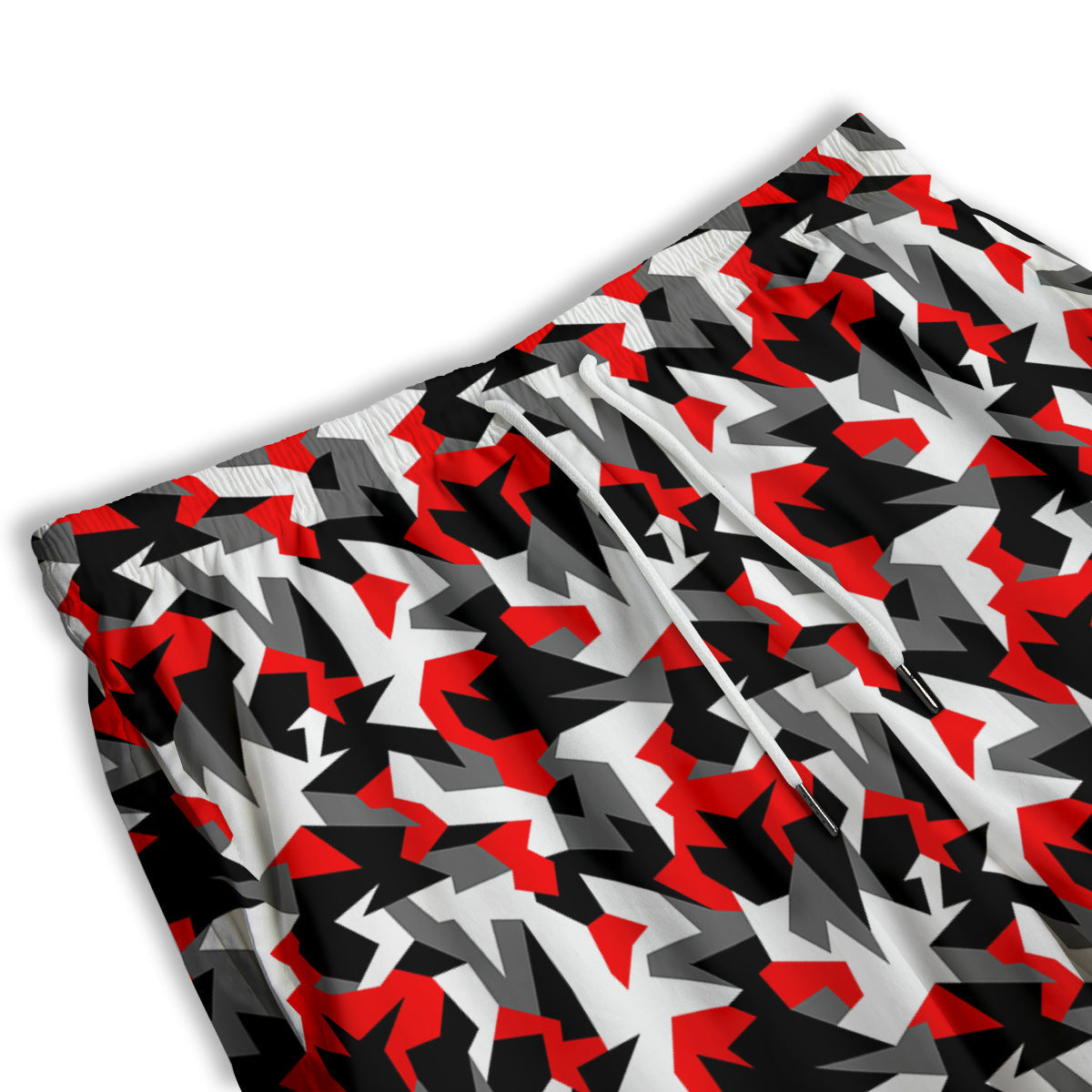 Red Geometric Camouflage Print Pattern Men's Athletic Shorts