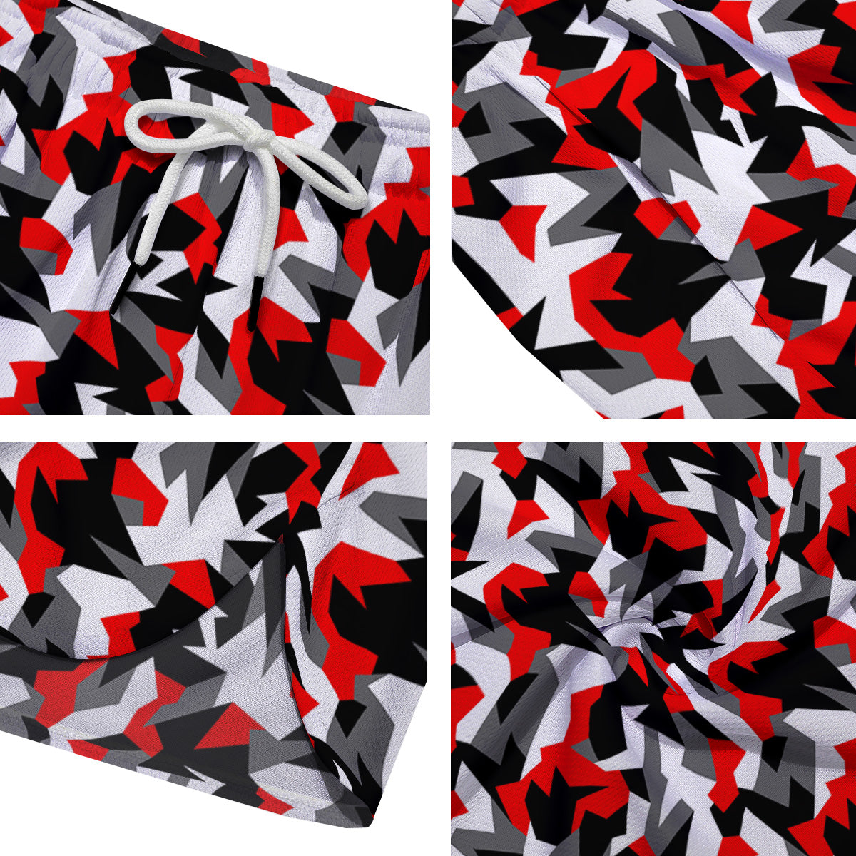 Red Geometric Camouflage Print Pattern Men's Running Shorts-grizzshop