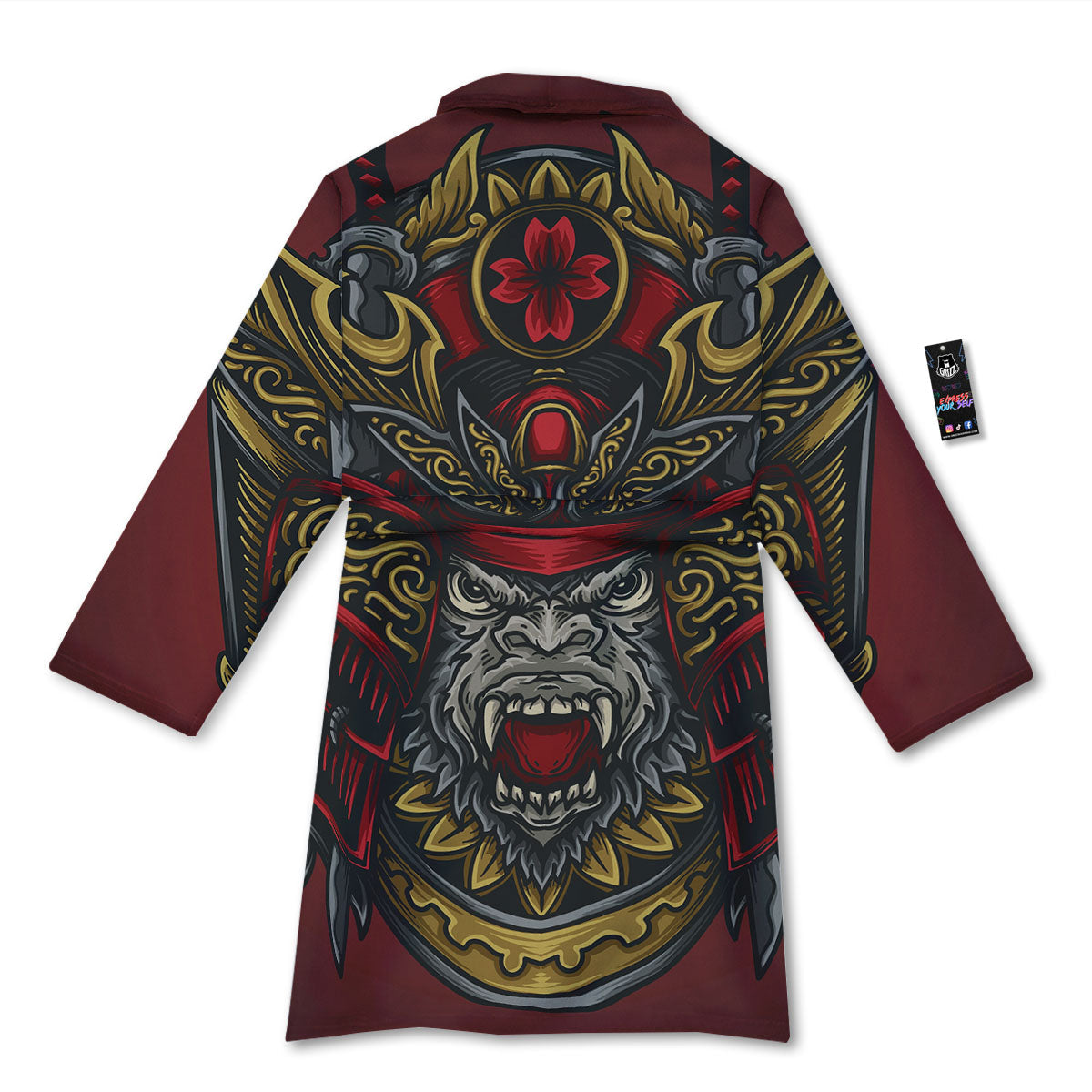 Red Gorilla Samurai Print Bathrobe-grizzshop