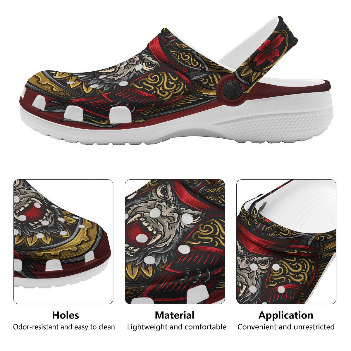 Red Gorilla Samurai Print Clog-grizzshop