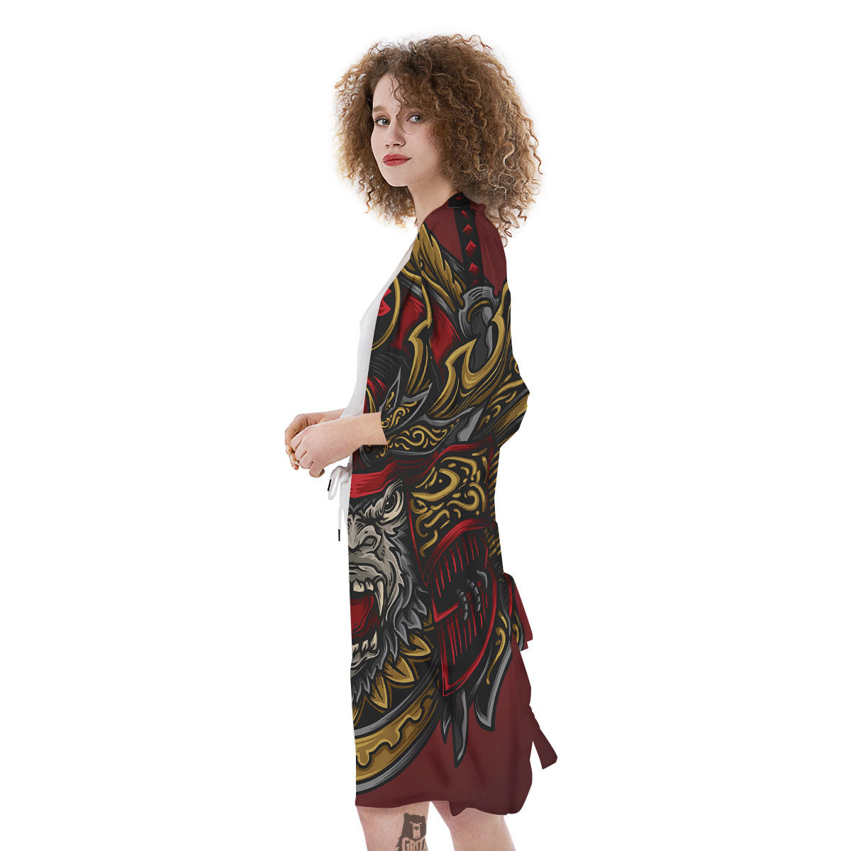 Red Gorilla Samurai Print Kimono-grizzshop