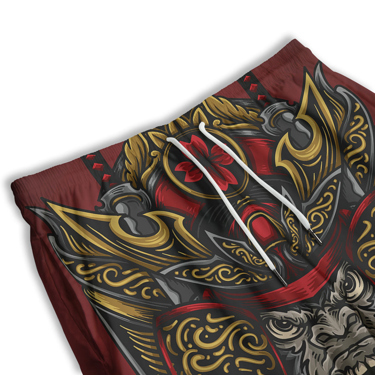 Red Gorilla Samurai Print Men's Athletic Shorts
