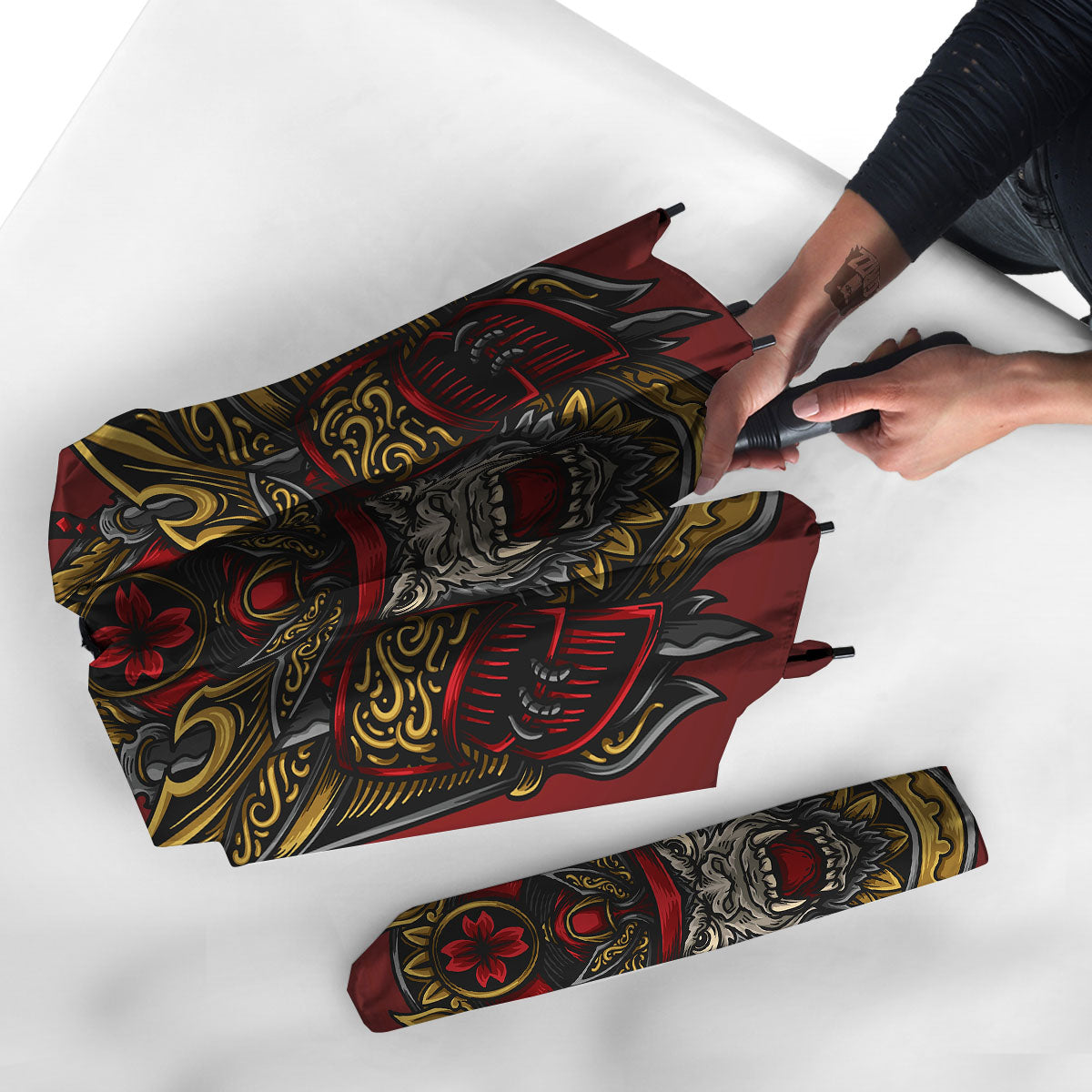Red Gorilla Samurai Print Umbrella-grizzshop
