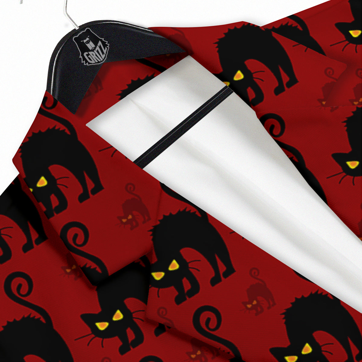 Red Halloween Cat Print Pattern Men's Sport Coat-grizzshop