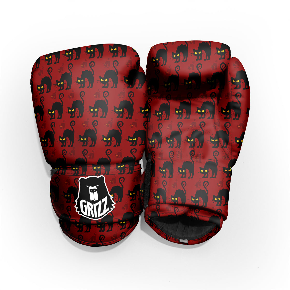 Red Halloween Cat Print Pattern Pro Boxing Glove