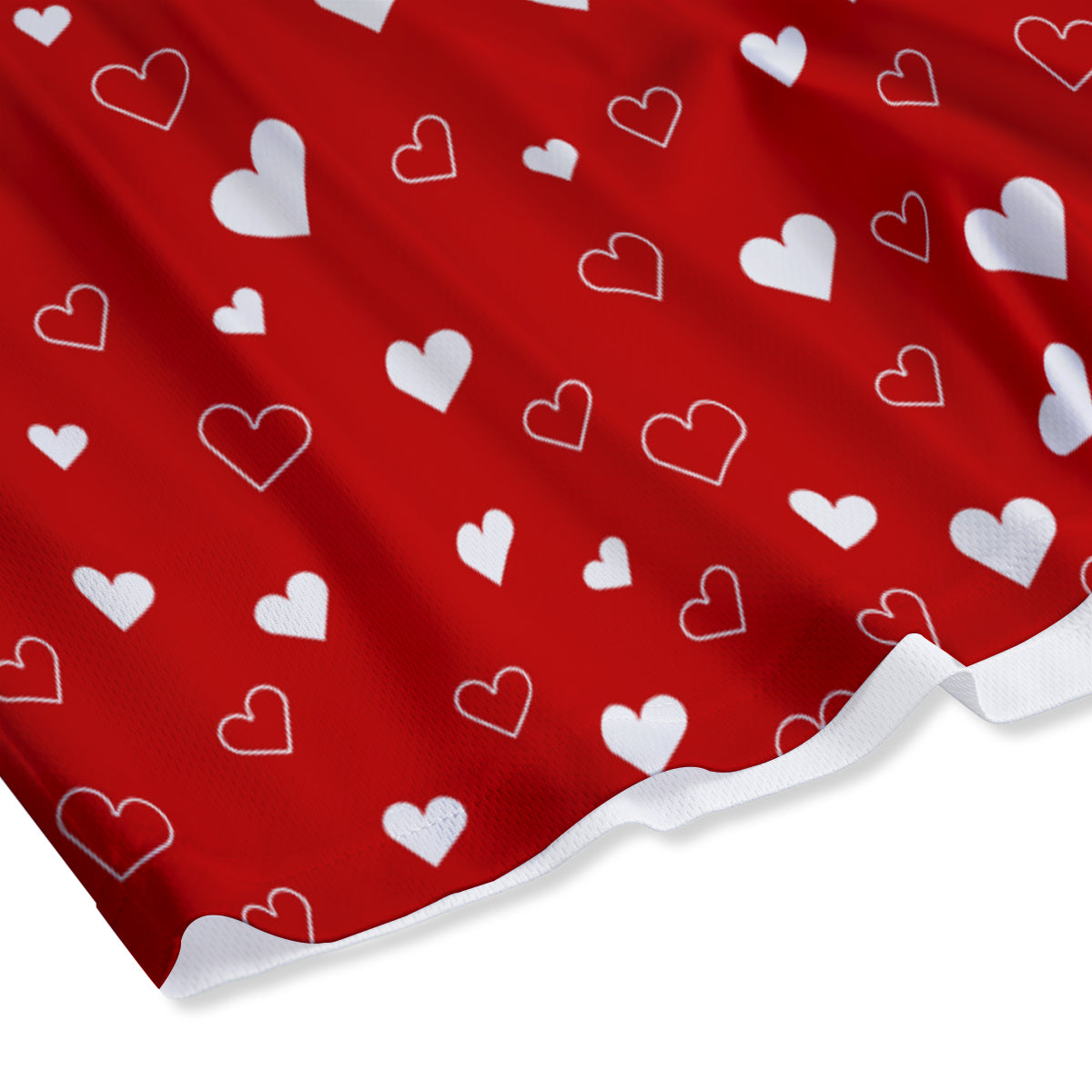 Red Heart And White Print Pattern Mesh Shorts