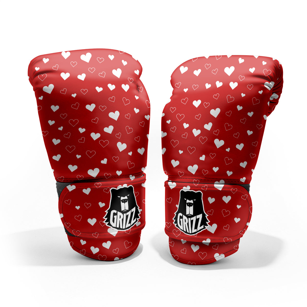 Red Heart And White Print Pattern Pro Boxing Glove