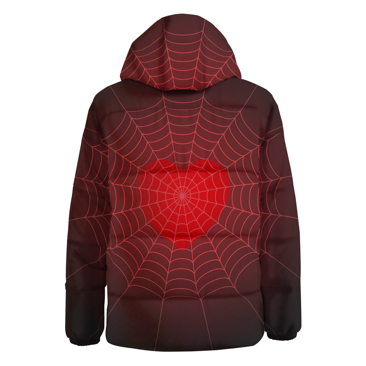 Red Heart Spider Web Print Down Jacket-grizzshop