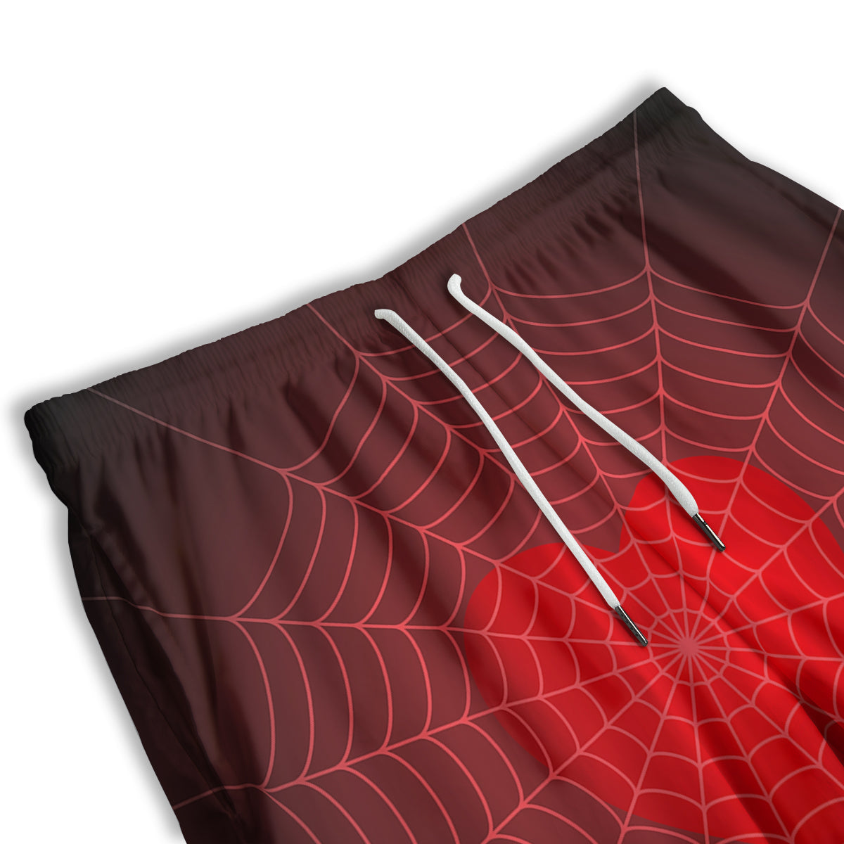 Red Heart Spider Web Print Men's Athletic Shorts