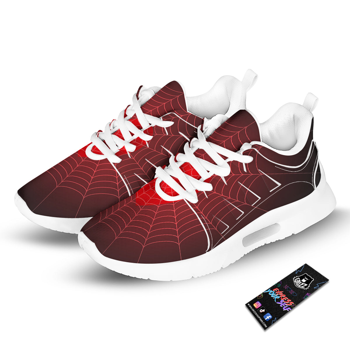 Red Heart Spider Web Print Tennis Shoes-grizzshop