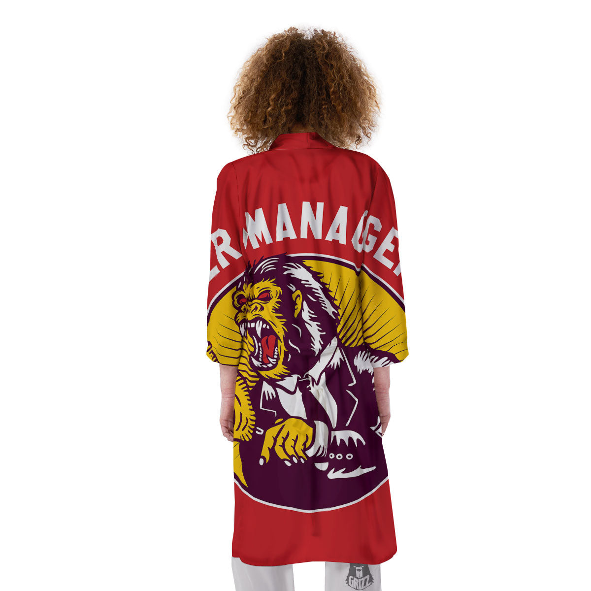 Red King Kong Gorilla Print Kimono-grizzshop