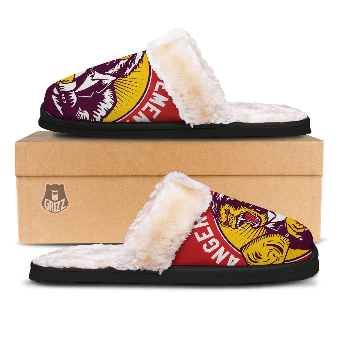 Red King Kong Gorilla Print Slippers-grizzshop