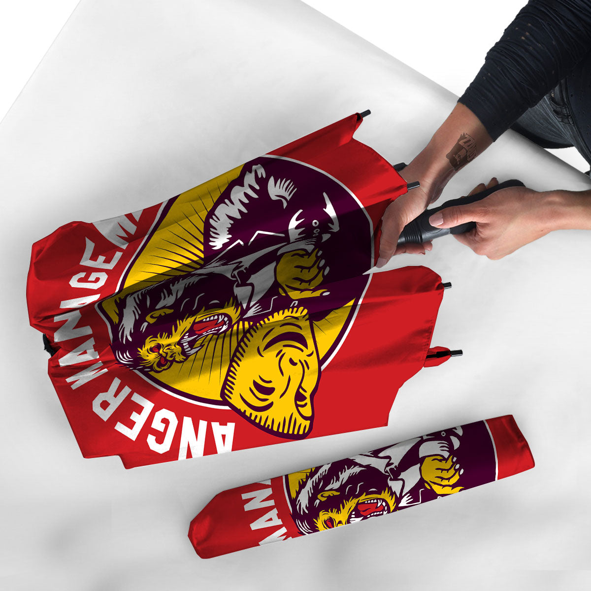 Red King Kong Gorilla Print Umbrella-grizzshop